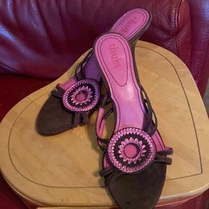 Charles by Charles David pink and brown, size 8 backless heels